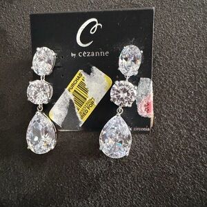 Cezanne Sparkling Silver Teardrop Earrings